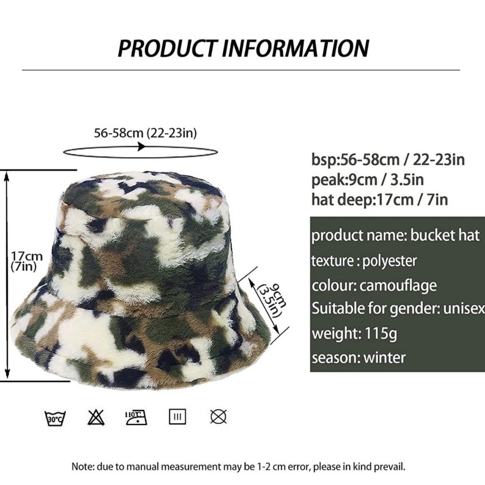 [New] Women's camo fur bucket hat - Picture 11 of 11